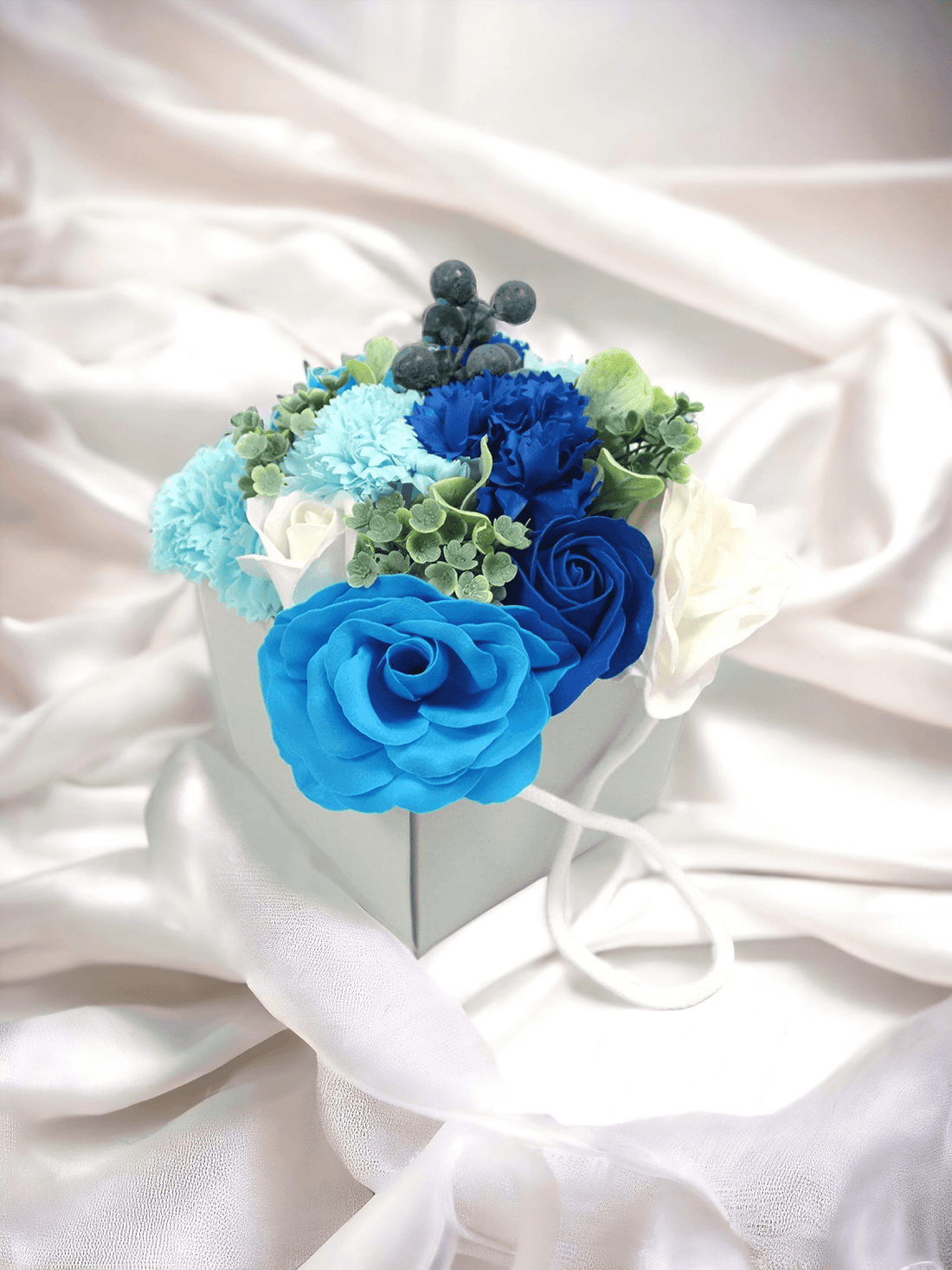 Seifenblumenstrauß - Blaue Hochzeit Geburtstag Geschenk - Styon