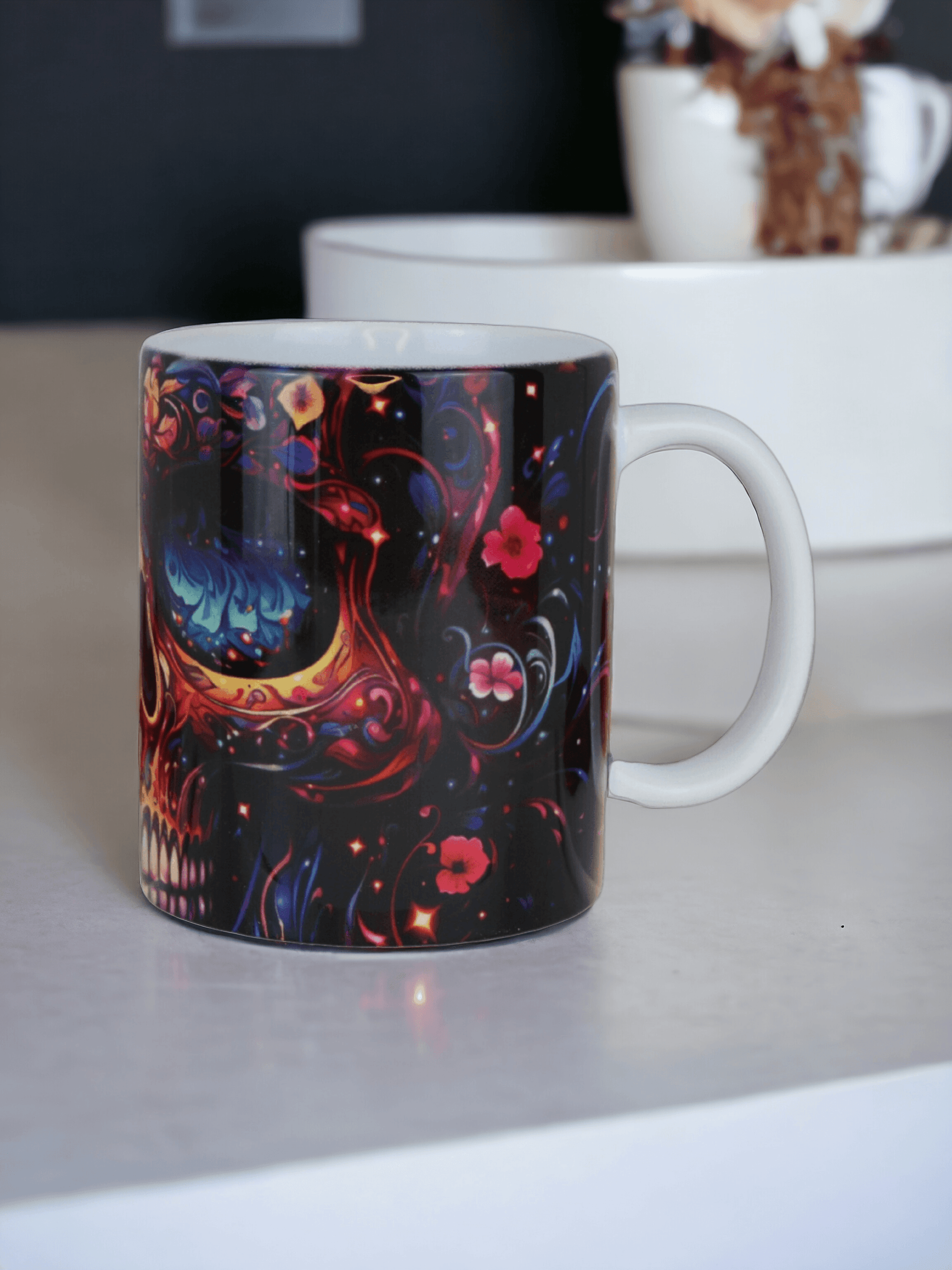 Tasse mit floralem Totenkopf 11 oz Halloween - Styon