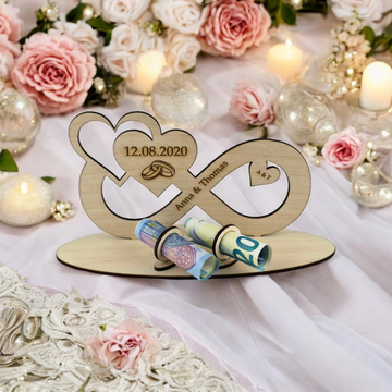 Personalisiertes Unendlichkeitszeichen aus Holz mit individueller Gravur – einzigartiges Geschenk von Styon.