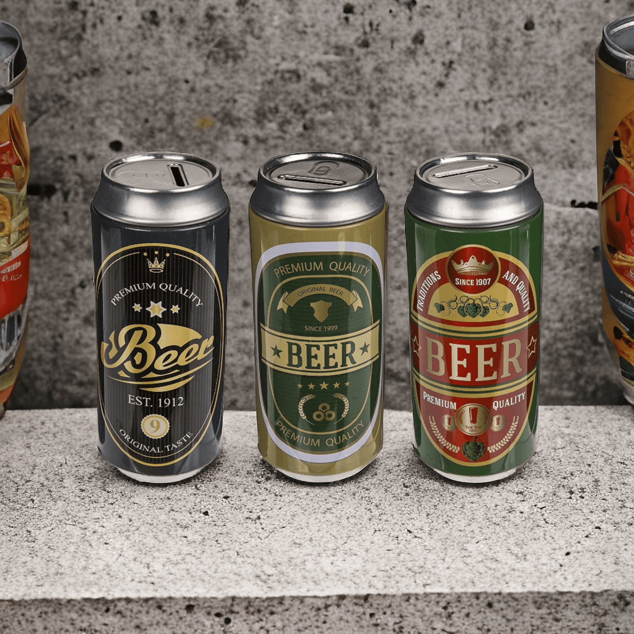 Vintage Biergeld Geschenk 3er Set Bierdosen Spardosen - Styon