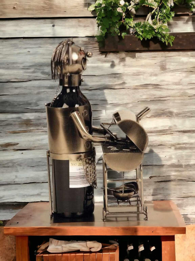 Weinflaschenhalter Modernes Barbecue, aus Metall Höhe 31cm - Styon